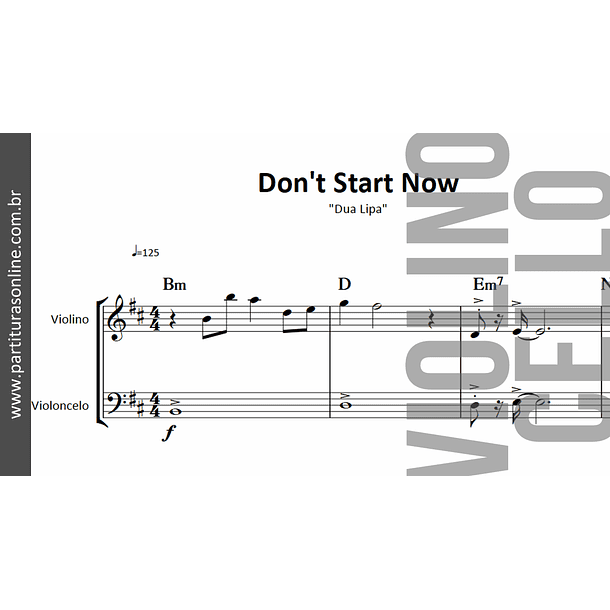 Don't Start Now | Dua Lipa *para Violino e Violoncelo 2