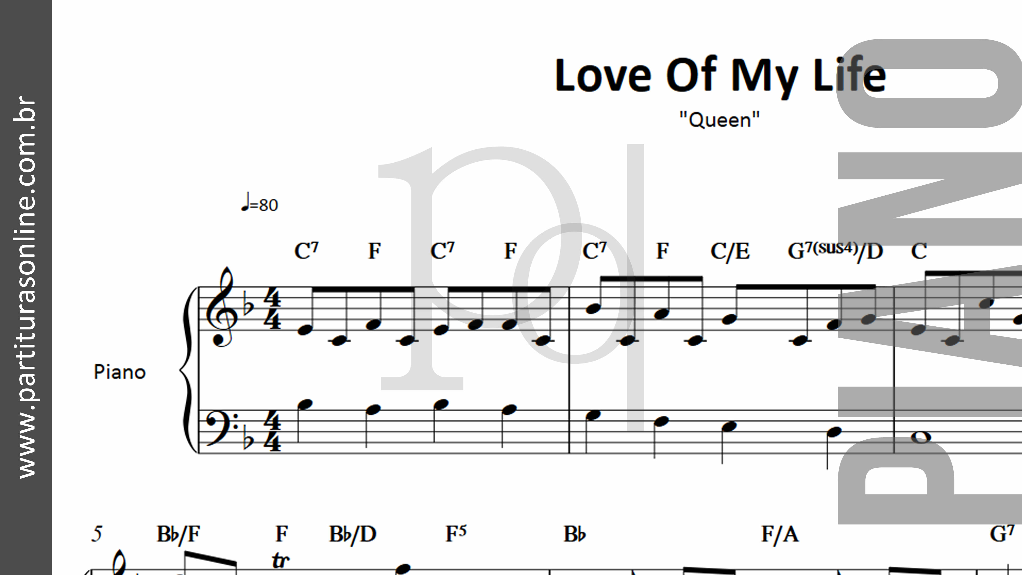Love of my Life (Freddie Mercury – Queen) – Piano Fácil – Melodia