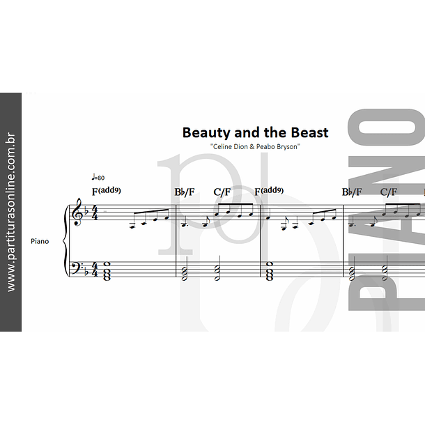 Beauty and the Beast - A bela e a Fera | para Piano 2