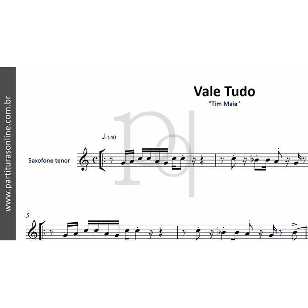 Vale Tudo | Metais para Saxofone Tenor 2