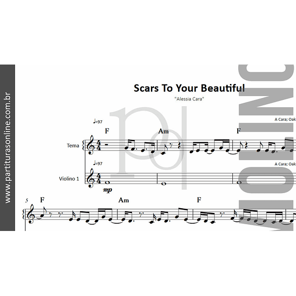 Scars To Your Beautiful | arranjo para Violino 2