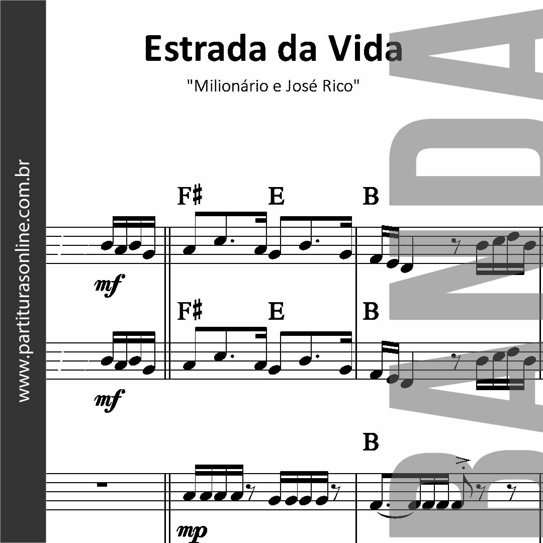 Super Partituras - Estrada Da Vida v.6 (José Rico), com cifra