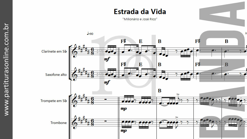 Super Partituras - Estrada Da Vida v.6 (José Rico), com cifra