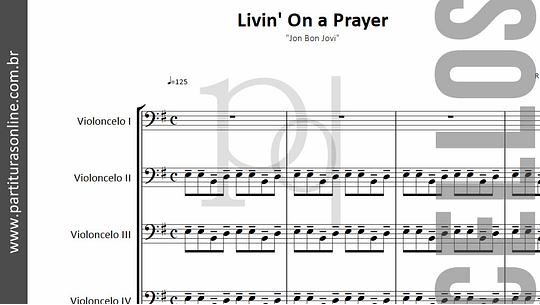 Livin' On a Prayer | para quarteto de violoncelos