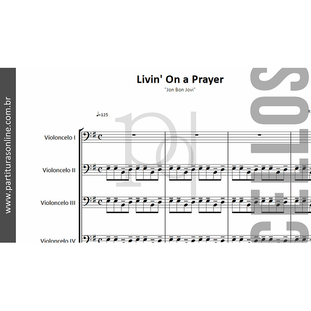 Livin' On a Prayer | para quarteto de violoncelos 2