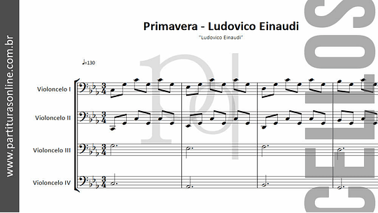 Primavera - Ludovico Einaudi | para quarteto de Violoncelos