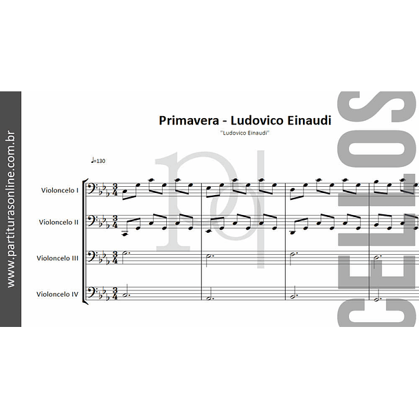 Primavera - Ludovico Einaudi | para quarteto de Violoncelos 2