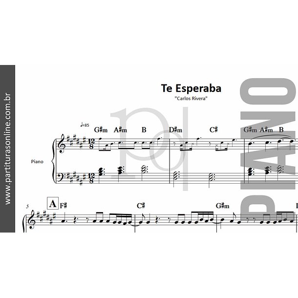 Te Esperaba | Carlos Rivera - para Piano 2
