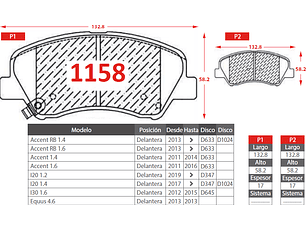 Pastillas de Freno Hyundai Equus 4.6 2013-2013 Delantera