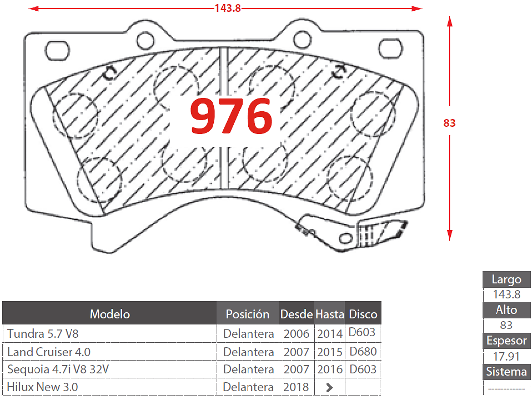 Pastillas Freno Delanteras Toyota Land Cruiser 4.0 2007-2015 2