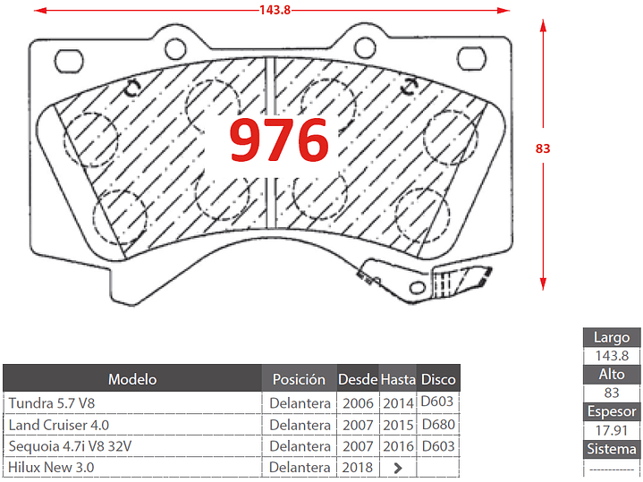 Pastillas Freno Delanteras Toyota Land Cruiser 4.0 2007-2015 2