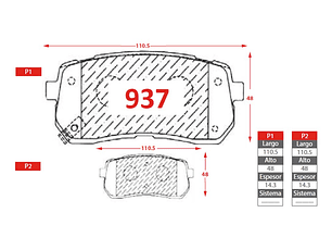 Pastillas de Freno Hyundai Veracruz 3.8 2007-2013 Trasera