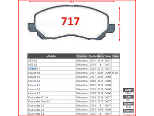 Pastillas de Freno Mitsubishi Asx 2.0  2019-> GTX Gold Delan.