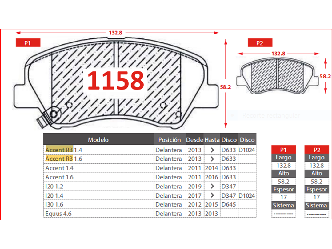 Juego Patines Freno Kia Rio 4 2012-> GTX 2