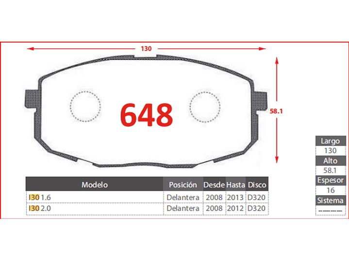 Pastillas de Freno Hyundai I30 2.0 2008-2012 GTX Delantera 2