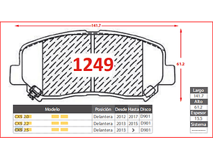Pastillas De Freno Mazda CX5 2.0  2012-2017 GTX  Delanteras