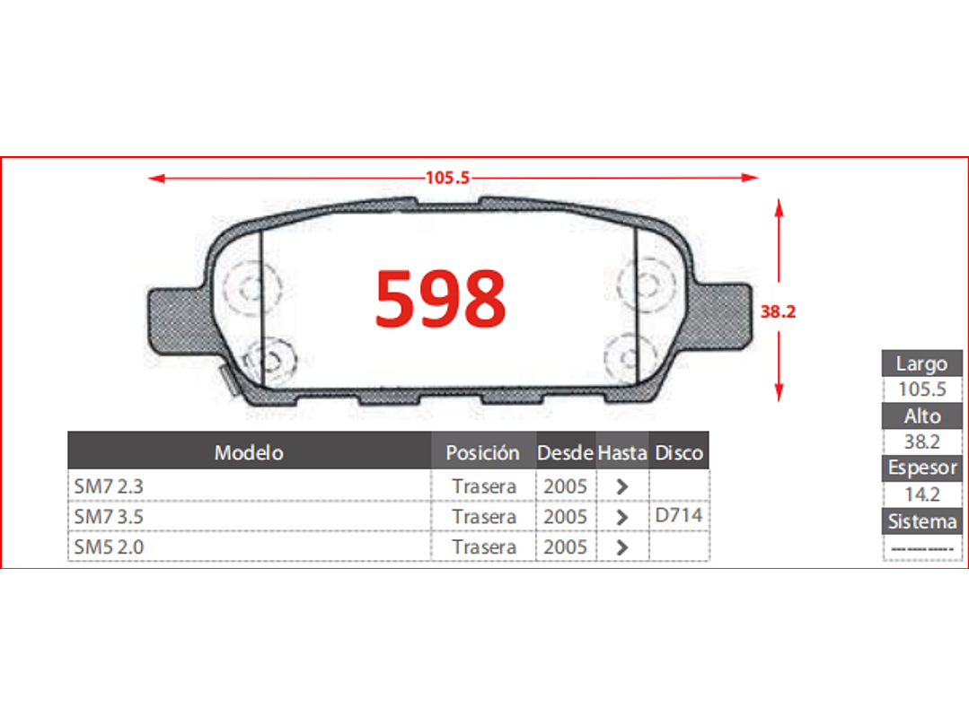 Pastillas Freno Traseras Samsung SM7 3.5 2005 - 2022 GTX 2