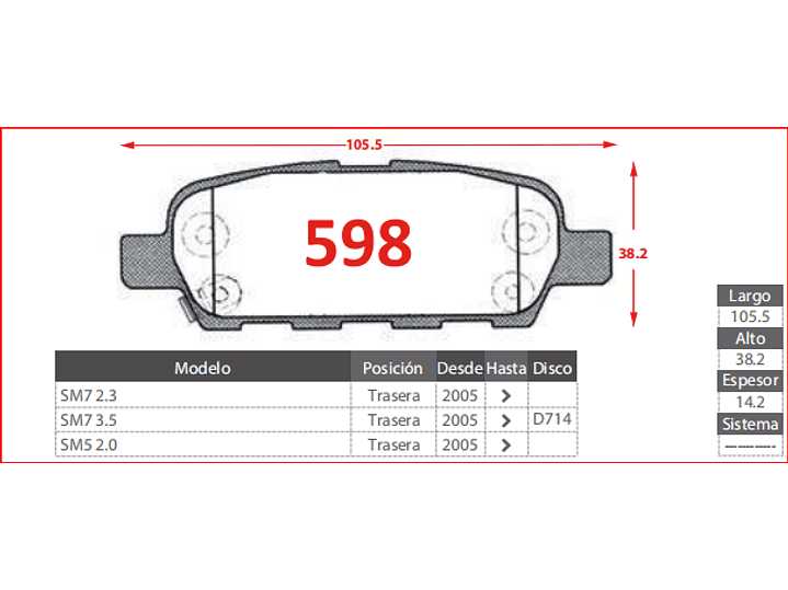Pastillas Freno Traseras Samsung SM7 3.5 2005 - 2022 GTX 2