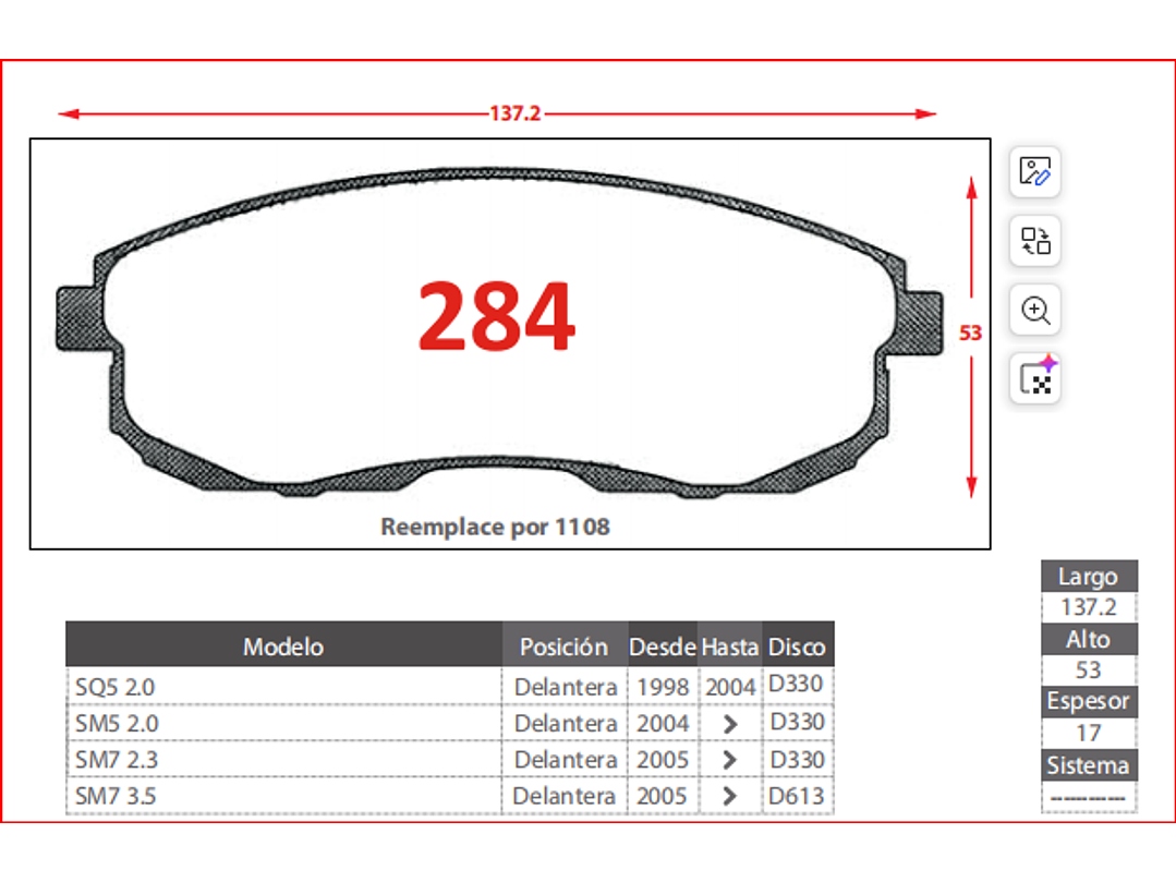 Pastillas Freno Delanteras  Samsung SM7 3.5 2005 - 2022 GTX 2