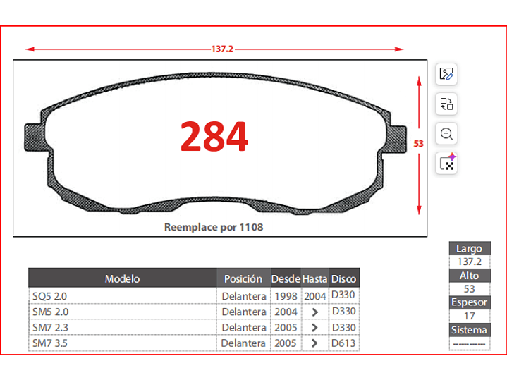 Pastillas Freno Delanteras  Samsung SM7 3.5 2005 - 2022  GTX GOLD Ceramica 2
