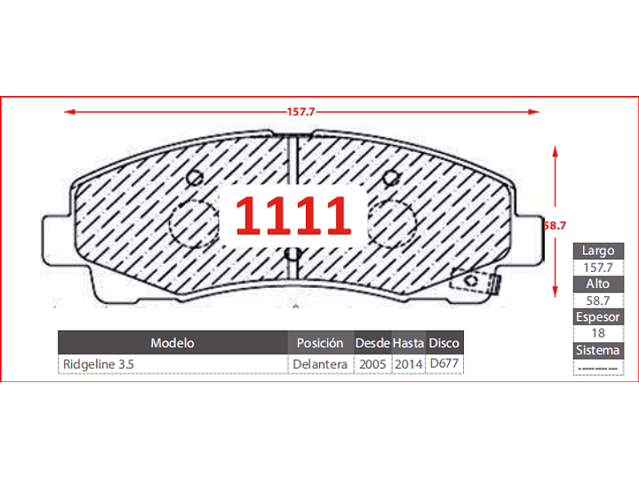 Pastillas Freno Honda Ridgeline 3.5 2005-2014 GTX Delanteras 2