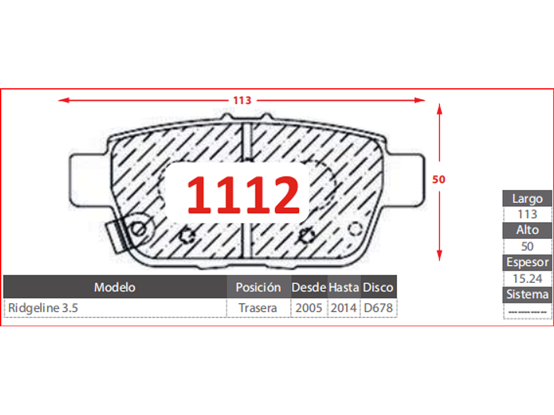Pastillas Freno Honda Ridgeline 3.5 2005-2014 GTX Gold Tras. 2