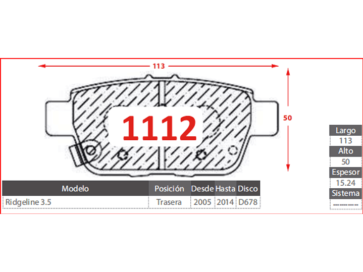 Pastillas Freno Honda Ridgeline 3.5 2005-2014 GTX Gold Tras. 2