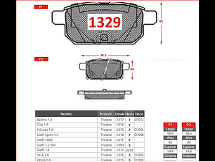 Pastillas De Freno Suzuki S-Cross  1.6 2015->  GTX Traseras