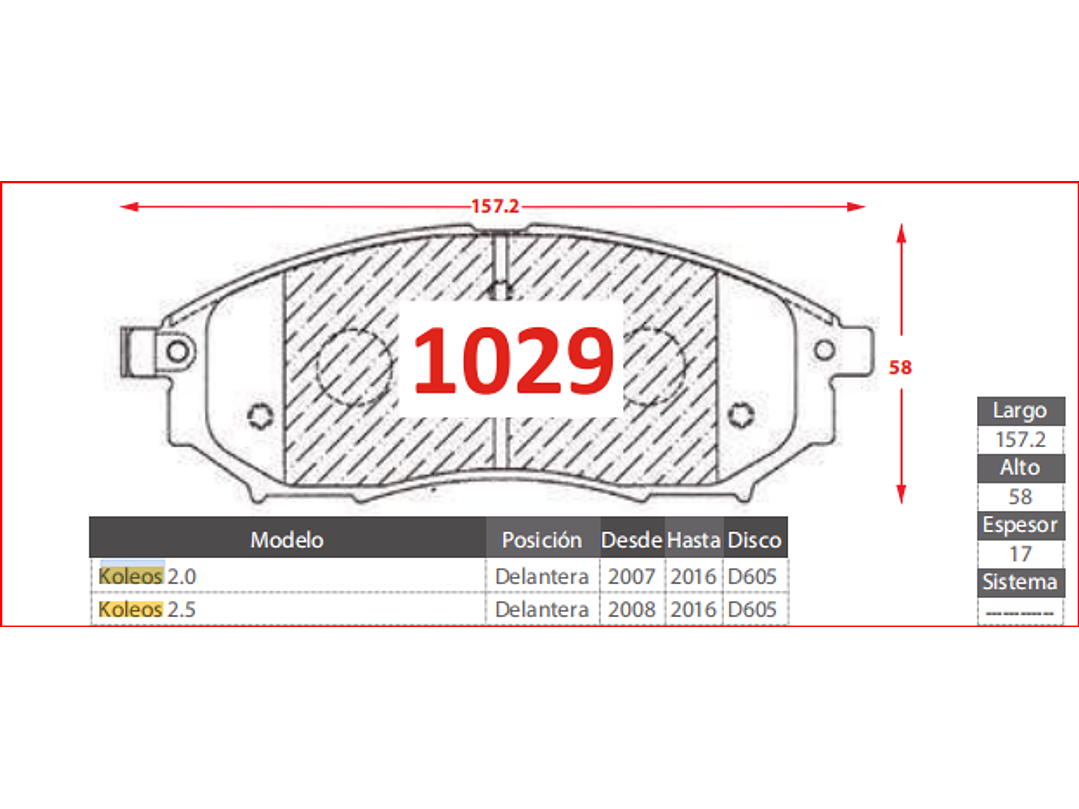 Pastillas Freno Delanteras Renault Koleos 2008-2016 GTX  2