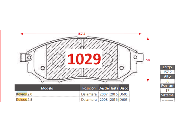 Pastillas Freno Delanteras Renault Koleos 2008-2016 GTX  2