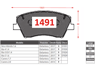 Pastillas Freno Delanteras Kía Rio 4 1.4 2017-2023 GTX Gold