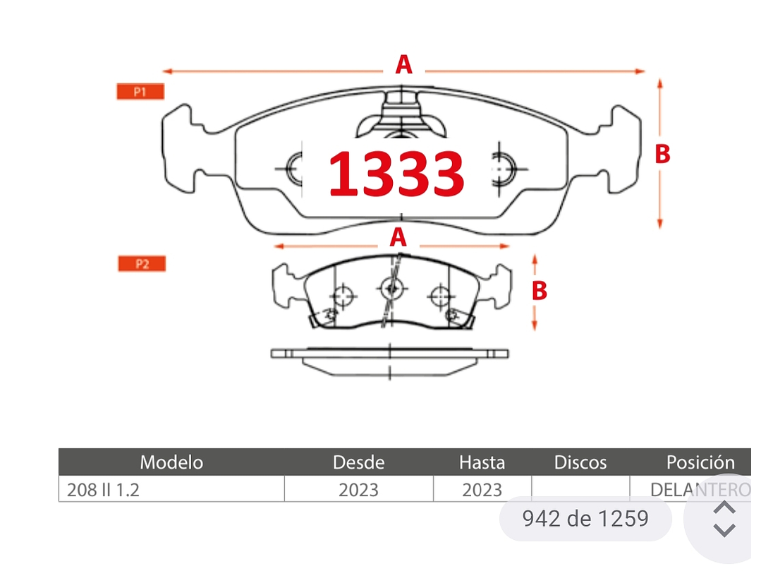 Pastillas Freno Peugeot 208 1.2  2023 GTX Gold Delanteras 2