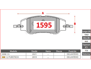 Pastillas Freno Peugeot 2008 1.5 2021 -> GTX Delanteras