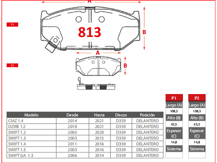 Pastillas De Freno Suzuki Swift 1.2 2005-2020 GTX Gold Delanteras 2
