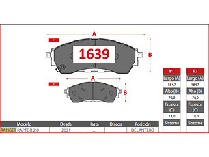 Pastillas Freno Ford Ranger Raptor 2.0 2021-> GTX Delanteras