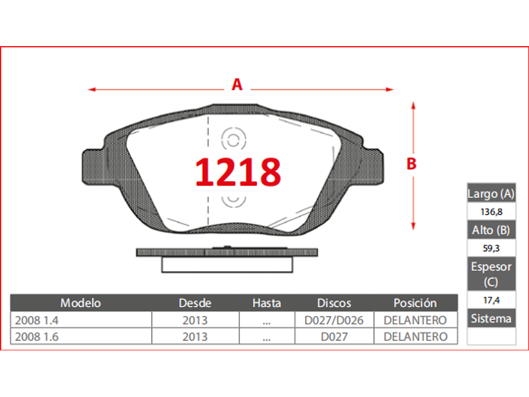 Pastillas de Freno Delanteras Peugeot 2008 1.2 2023 -> GTX Gold 2