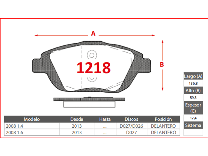 Pastillas de Freno Delanteras Peugeot 2008 1.2 2023 -> GTX Gold 2