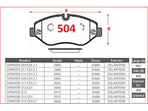 Pastillas Freno Delanteras Mercedes-Benz Sprinter 315 CDI 2015 GTX Gold