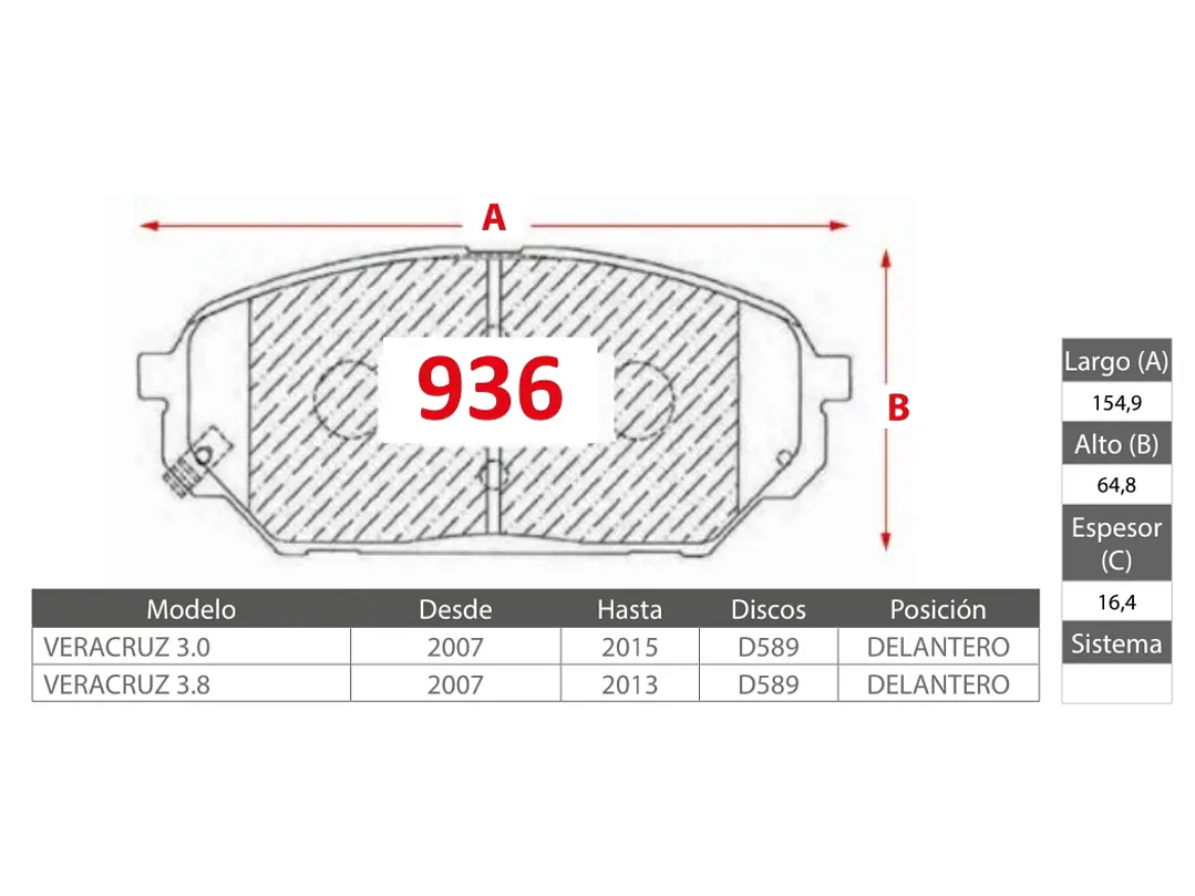 Pastillas de Freno Hyundai Veracruz Delantera 2