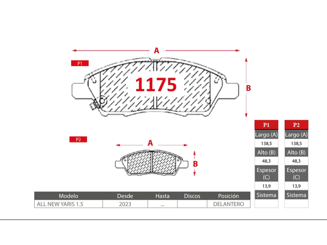 Pastillas Freno Toyota All New Yaris 2023-> 1.5 DELANTERAS GTX Gold 2