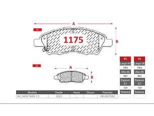 Pastillas Freno Toyota All New Yaris 2023-> 1.5 DELANTERAS GTX Gold
