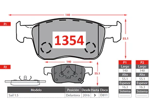 Pastillas de Freno Chevrolet Sail 1.5 2016-2021 Del. Cerámica  