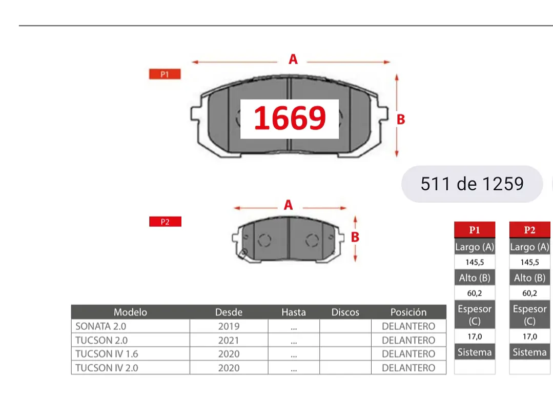 Pastillas Hyundai Tucson IV 2.0 2020-> GTX Del. 2