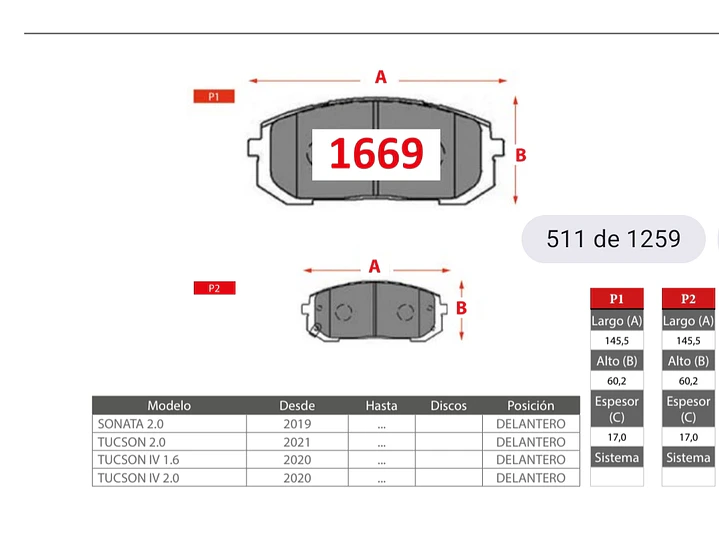 Pastillas Hyundai Tucson IV 2.0 2020-> GTX Del. 2