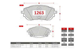 Pastillas de Freno Toyota Corolla XLI 1.8 2013-2020 GTX Gold Delanteras