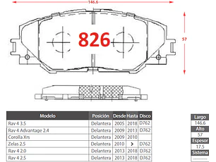 Pastillas de Freno Toyota Auris 1.8 2016-2016 Delanteras