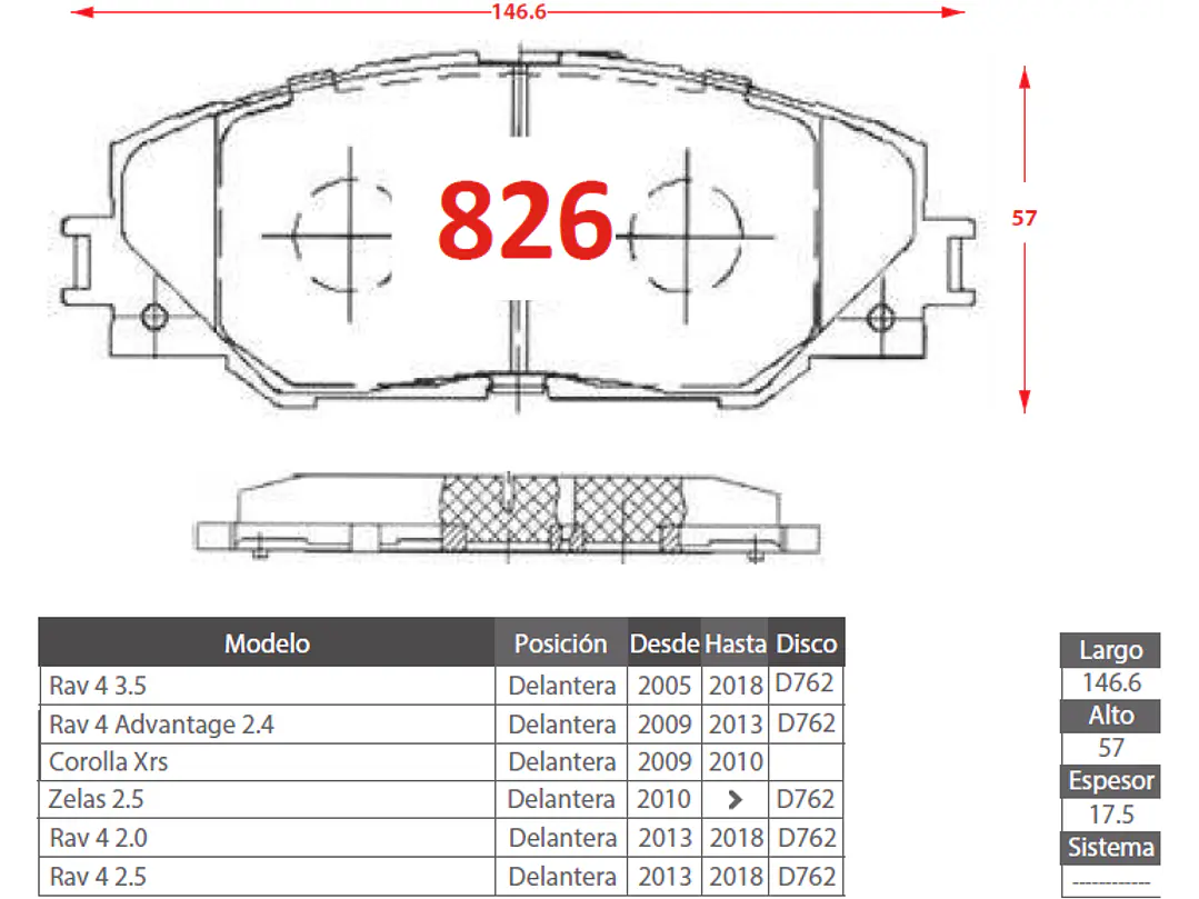 Pastillas de Freno Toyota Rav 4 2.2 2012-2012 Delanteras 2