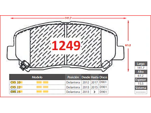 Pastillas de Freno Mazda CX5 2.5 2013 en adelante Delanteras