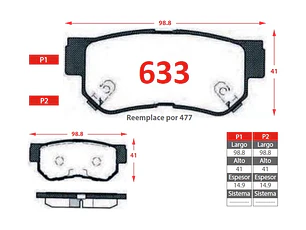 Pastillas de Freno Hyundai Santa Fe CRDI 2.2 2000-2006 Traseras