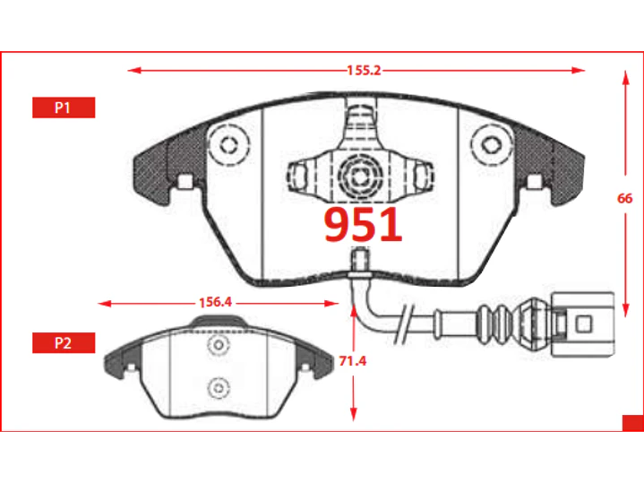 Pastillas de Freno Audi A3 1.6 2006-2010 Delanteras 2